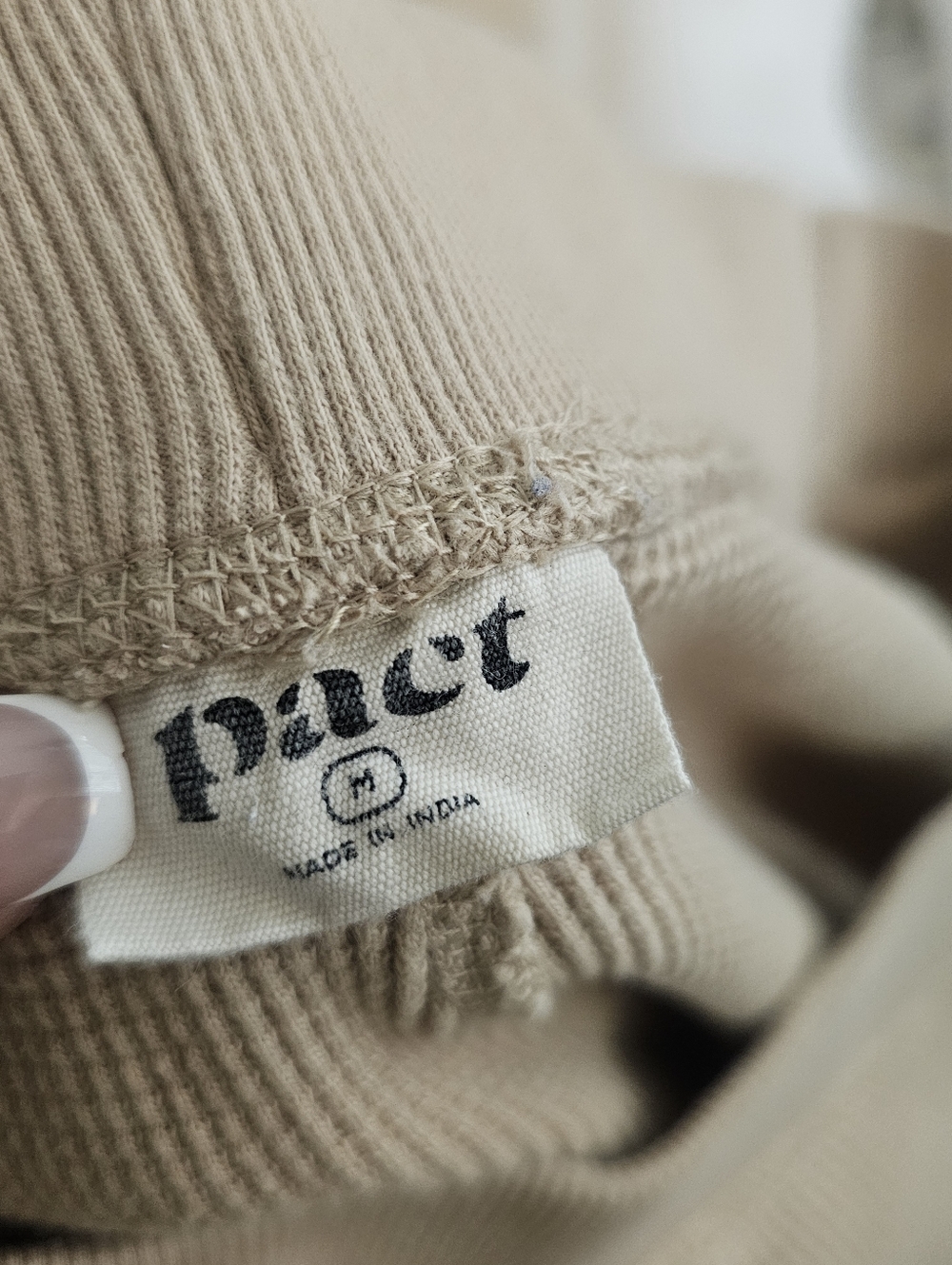 Pact 100% Organic Cotton Waffle Women's Beige Wide-Leg Knit Pants Size M - Picture 6 of 12